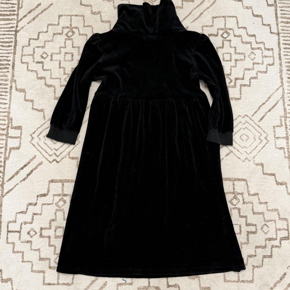 Juicy Couture Sweater Dress Womens Large Black Velour Cowl Neck Empire Waist - Picture 6 of 8